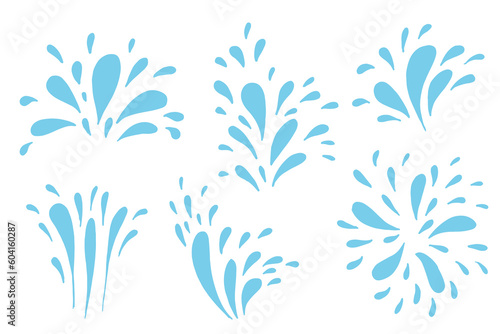 Splash silhouette with droplets. Water drops shapes, liquid burst splashes and ink blot hand drawn vector set of silhouette illustration.