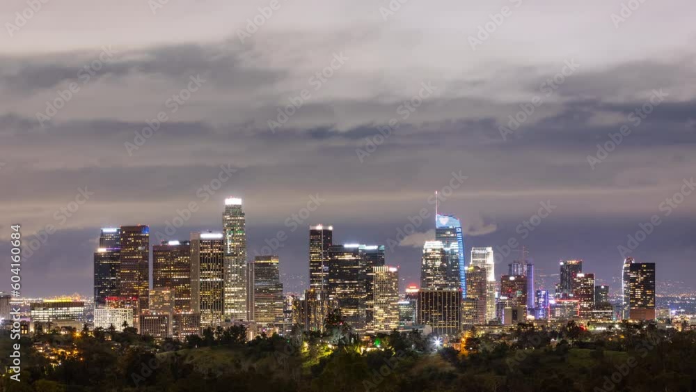 Time Lapse of the Los Angeles skyline at night Time Lapse of the Los Angeles skyline at night