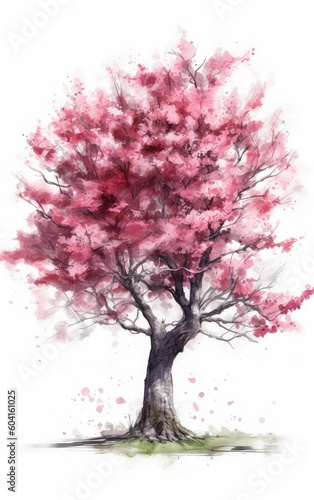 Sakura Cherry Blossom Watercolor illustration © David