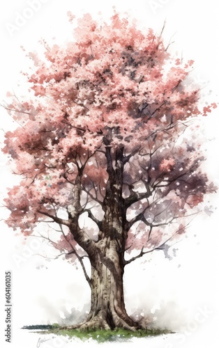 Sakura Cherry Blossom Watercolor illustration © David