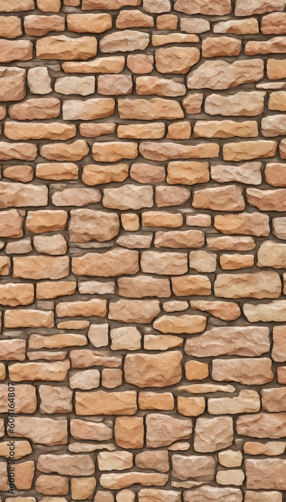 Stonework. Wall texture from rustic cobble stones various shape. Background closeup. Stone wall horizontal. Natural background. Generative AI