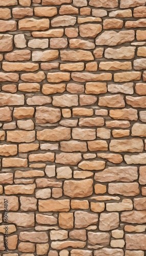Stonework. Wall texture from rustic cobble stones various shape. Background closeup. Stone wall horizontal. Natural background. Generative AI