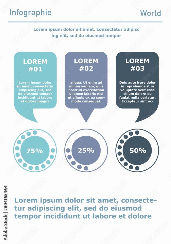 Infographic poster or banner. Speech bubbles with place for text and progress bar. Data analysis and comparison, visualization. Corporate annual report or presentation. Flat vector illustration