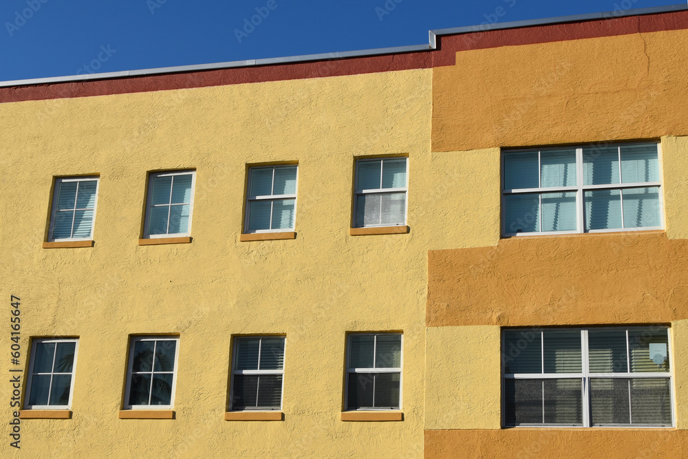 Building facades with windows, architecture, cityscape