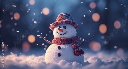 snowman on winter background