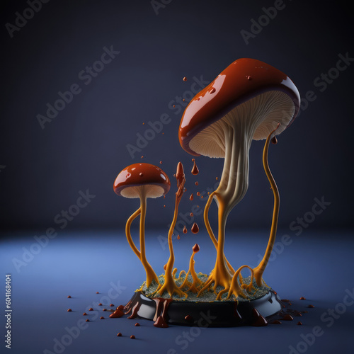 3d rendering of mushroom melting