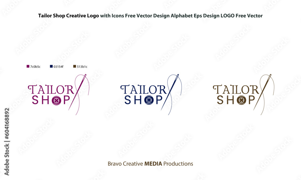 Tailor Shop Creative Logo with Icons Free Vector Design Alphabet Eps Design LOGO Free Vector