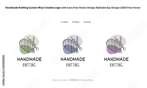 Handmade Knitting Custom Wear Creative Logo with Icons Free Vector Design Alphabet Eps Design LOGO Free Vector