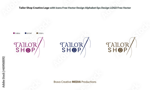 Tailor Shop Creative Logo with Icons Free Vector Design Alphabet Eps Design LOGO Free Vector