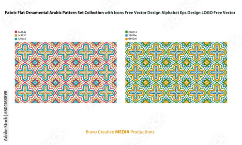Fabric Flat Ornamental Arabic Pattern Set Collection with Icons Free Vector Design Alphabet Eps Design LOGO Free Vector