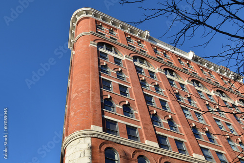 Historical building facades with windows, NYC architecture, Manhattan cityscape, New York City,  NY, USA  © Elena