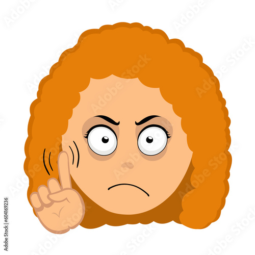 vector illustration face red hair woman cartoon, saying no with a hand gesture