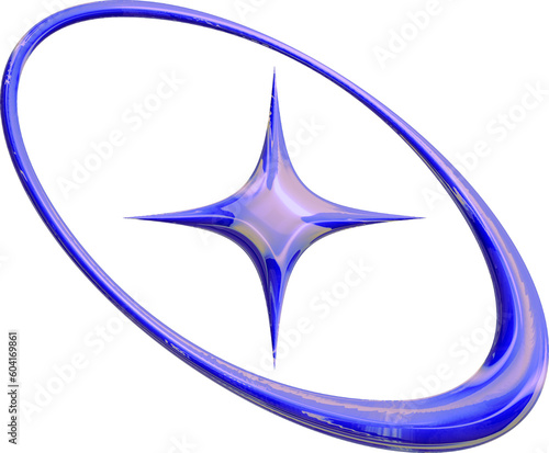 Blue Purple Irredial Abstract Y2K Shape Star