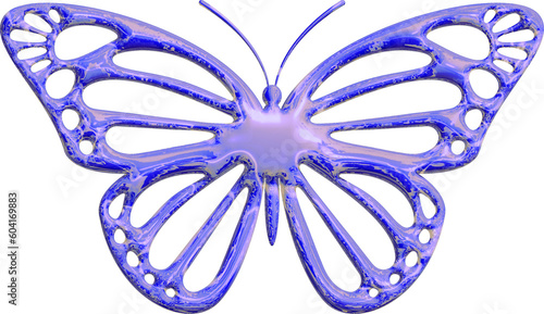 Blue Purple Irredial Abstract Y2K Shape Batterfly