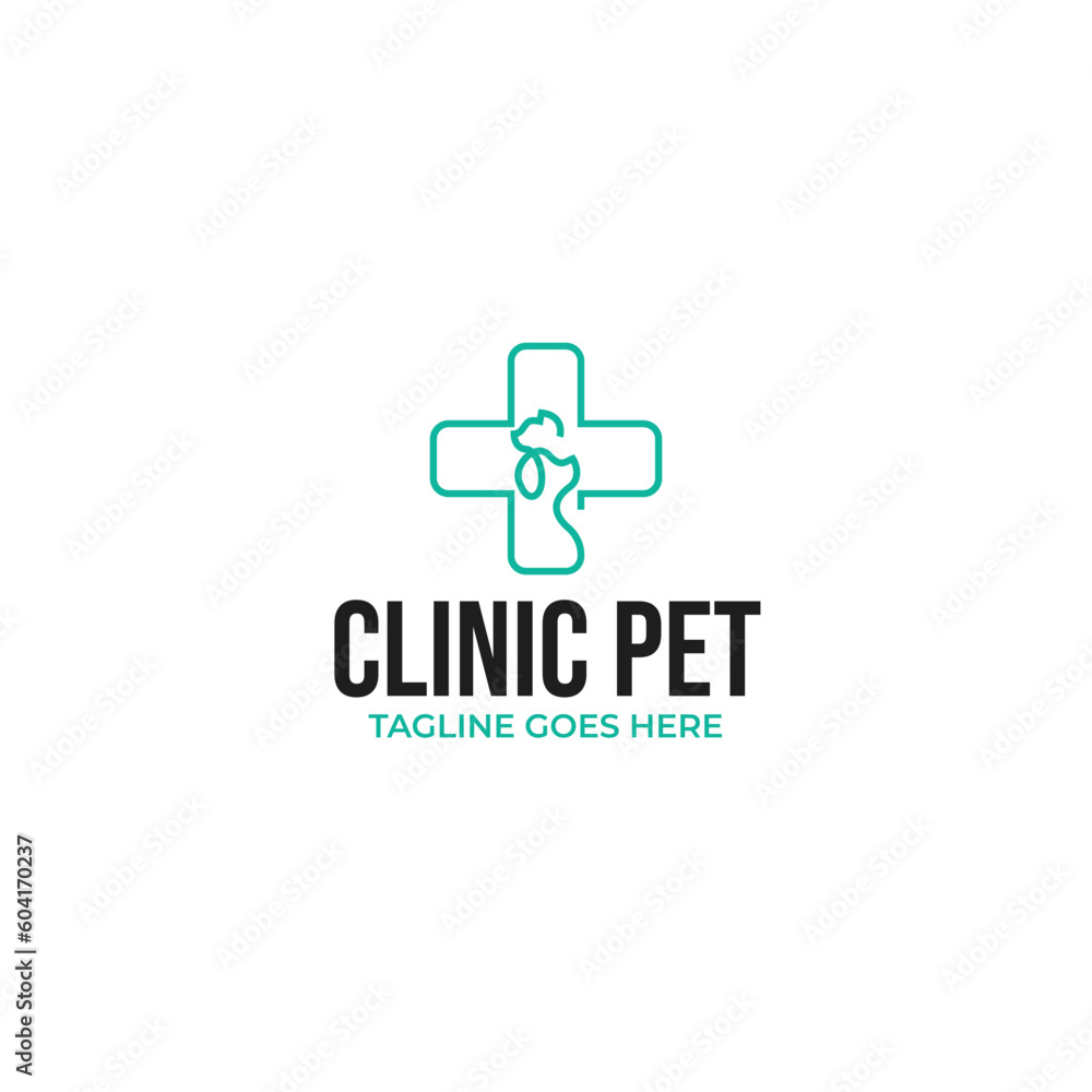 Fototapeta premium Creative medical pet shop logo design vector concept illustration idea