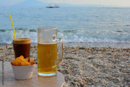 Snack and drink by the sea