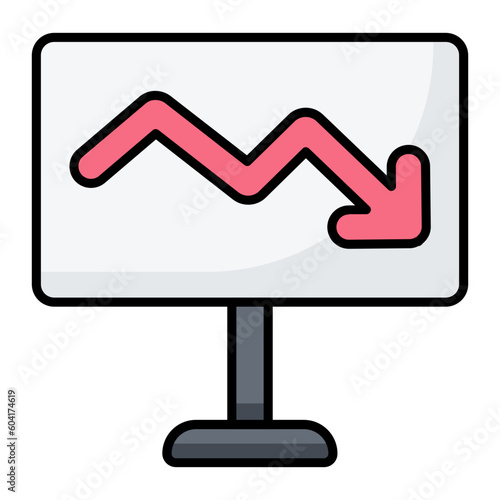 Down Chart Line Color Icon