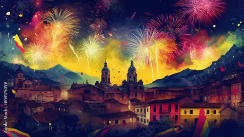 Independencia de Colombia holiday background Illustration AI Generative © ArtCookStudio