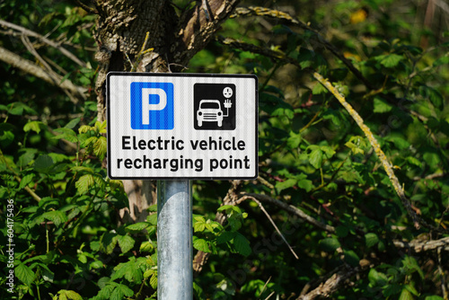 Electric car recharging point sign