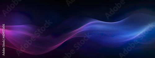 Abstract Dark Blue and Purple Web Banner, Gradient Background with Blurry Colors Wave Pattern with Noise Texture, wide banner size