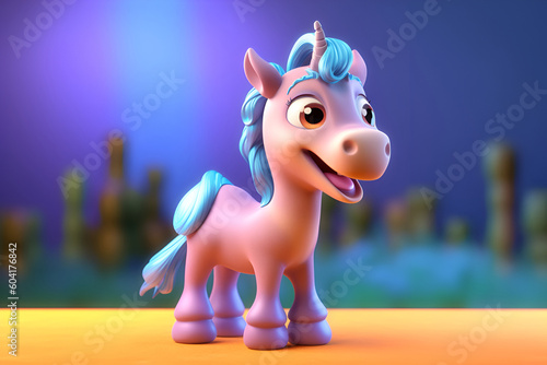 Unicorn cartoon character. Generative AI