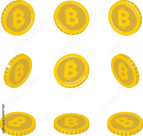 ビットコインのイラスト アイソメ バリエーション