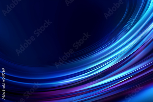 Dark blue abstract background with ultraviolet neon glow  blurry light lines  waves   Abstract windy background with smooth wavy lines ai generative