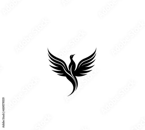 Phoenix bird logo vector illustration  modern black and white style