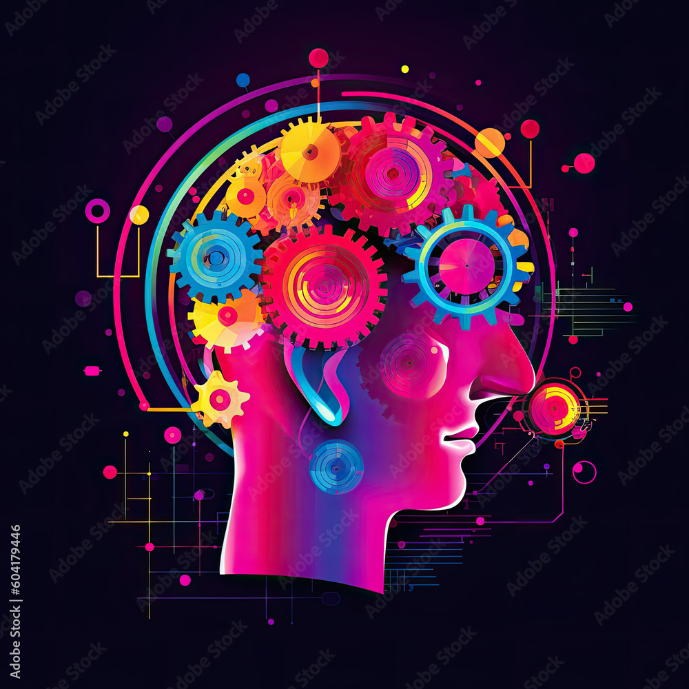 human head with gears and cogs innovation engineering mechanical mind logo - by generative ai human head with gears and cogs innovation engineering mechanical mind logo - by generative ai