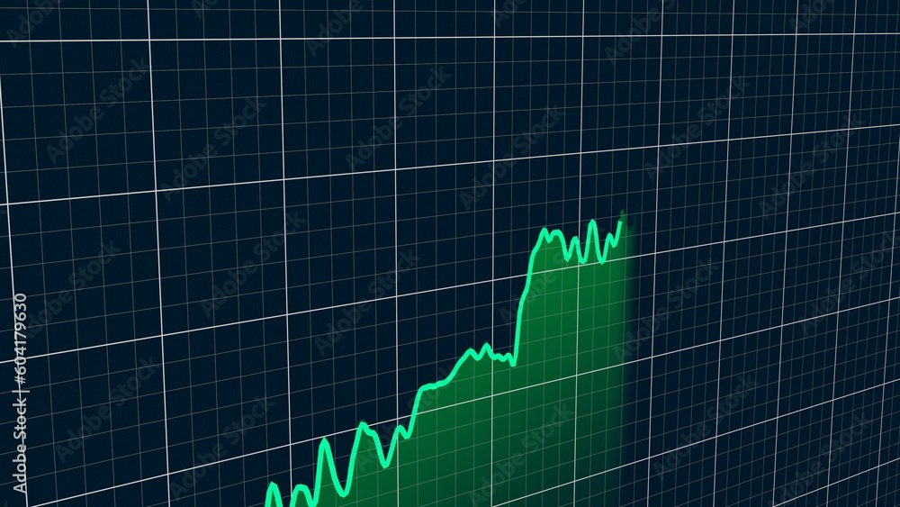 Stock chart going up. Share price animation. Investment concept.