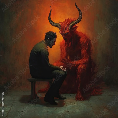 patch with the devil, satanism grim dark fantasy - by generative ai photo