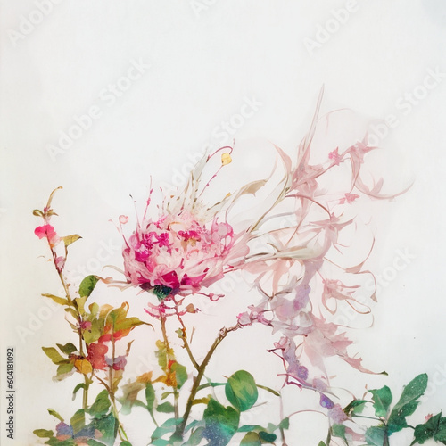 AIで生成した花をモチーフにした抽象画風イラスト　ジェネレーティブ Generative AI © to-sh