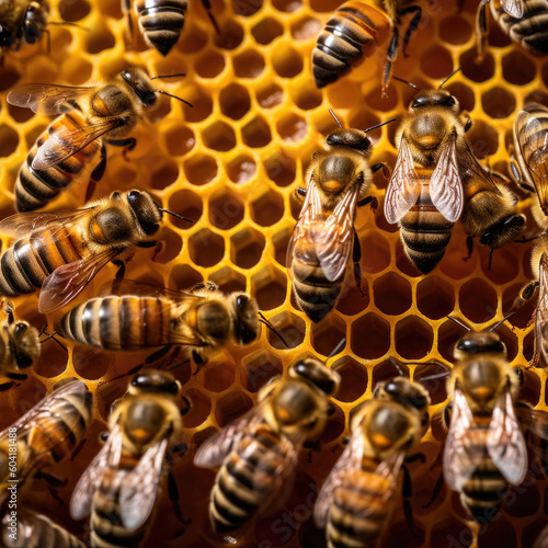 Bees on honeycomb created with Generative AI