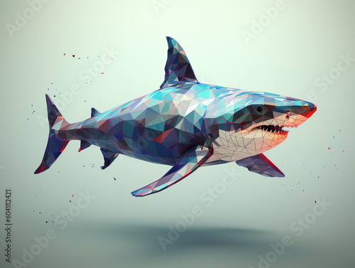 A 3D Render of a Shark made of Geometric Polygons | Generative AI