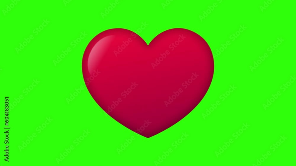 Red Love Heart with Green Screen Background Red Love Heart with Green Screen Background