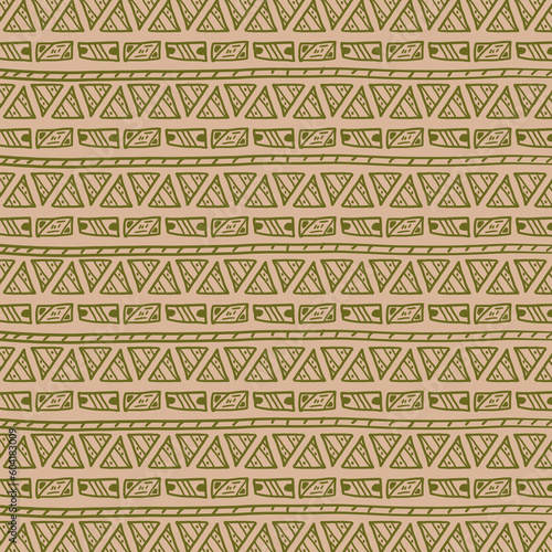 Seamless pattern tribal design ancient triangle geometric background brown
