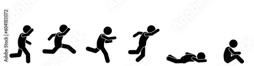STICK FIGURE, RUN, FALL, SIT, RUN AND FALL