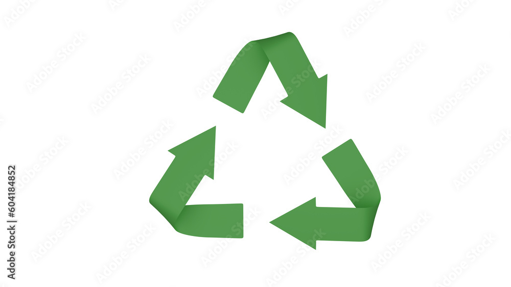 Green symbol of recycling isolated on transparent background. Recycle concept. 3D render Green symbol of recycling isolated on transparent background. Recycle concept. 3D render
