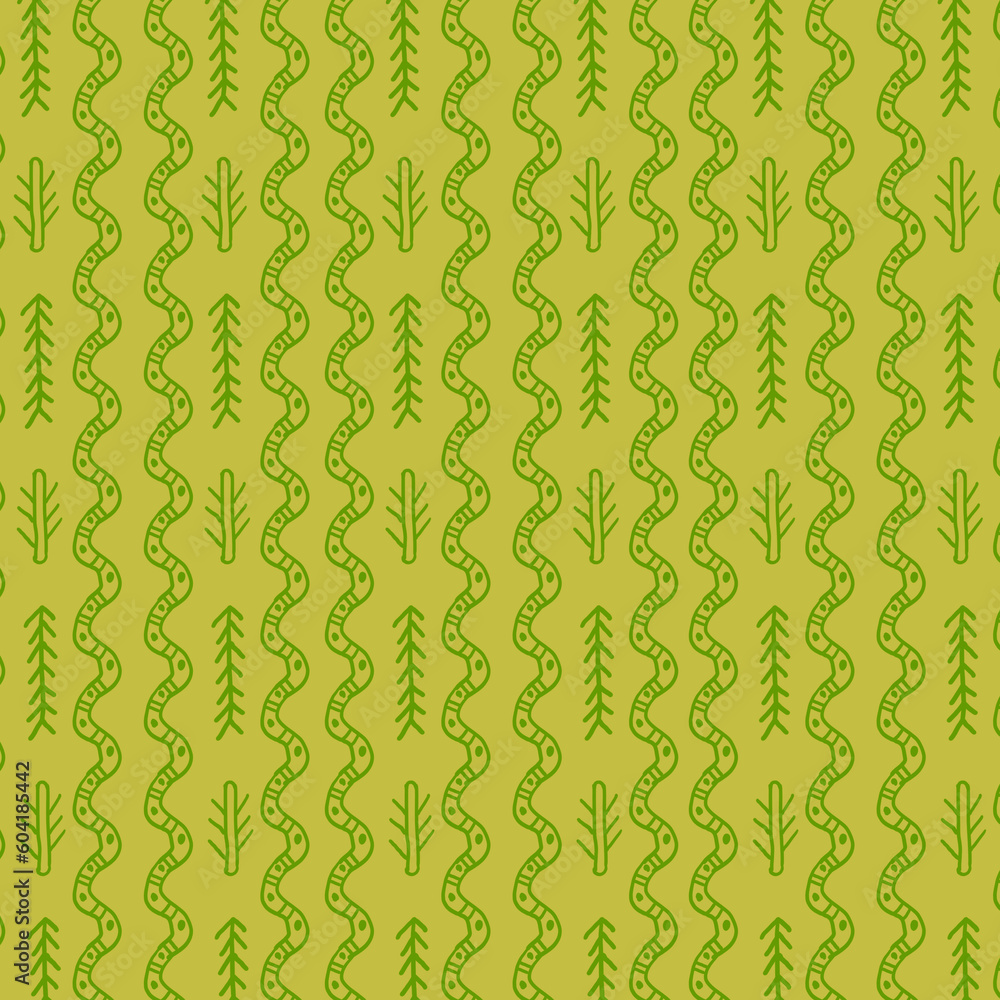 Tribal ethnic lines green indie pattern texture seamless drawing