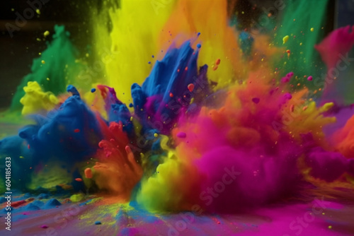 Colorful rainbow holi paint splash, color powder explosion on background
created using AI tools
