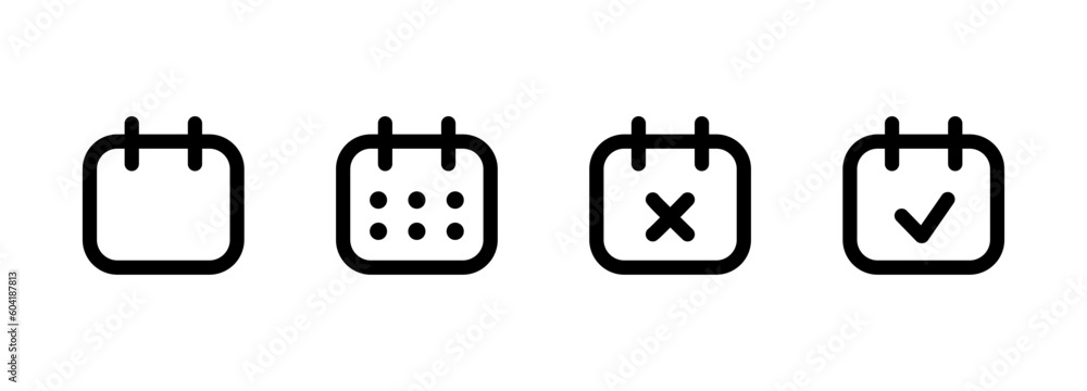 Black line set of calendar icons. Simple, abstract callendar. High quality outline callender icons for web site, mobile app, infographic, etc. Vector icons. Black line set of calendar icons. Simple, abstract callendar. High quality outline callender icons for web site, mobile app, infographic, etc. Vector icons.