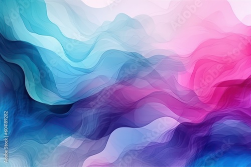 Abstract background with colorful waves in cold colors. AI generated, human enhanced.
