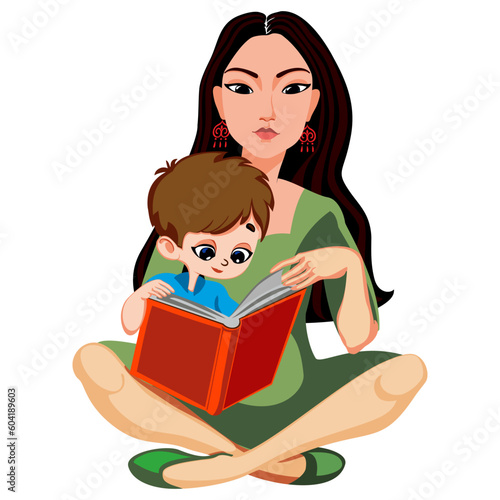 mother reads a book to her child