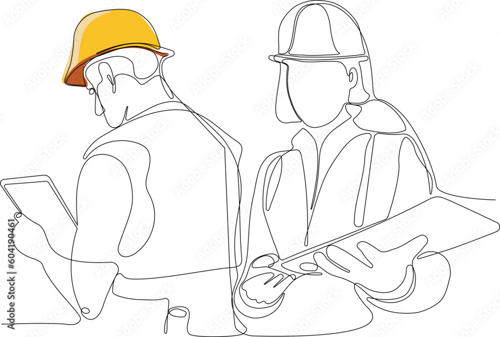 construction manager and engineer working on building site. Vector illustration construction manager and engineer working on building site. Vector illustration