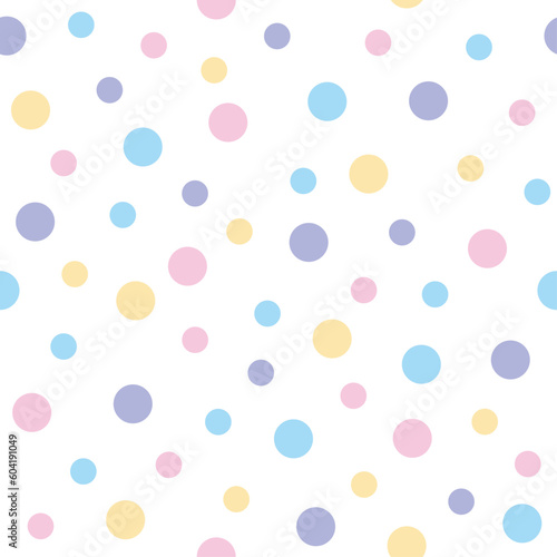 colorful polka dot seamless pattern vector, cute dots background with pastel colors
