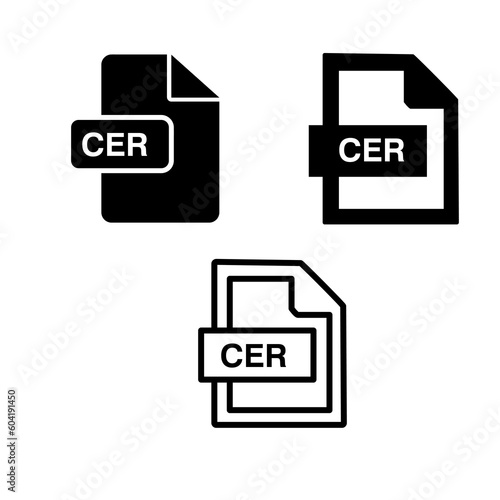 CER File Format Icon. CER extension icon set vector illustration on white background..eps