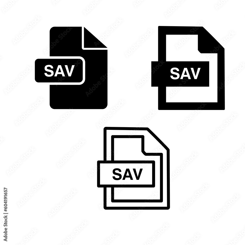 SAV File Format Icon. SAV extension icon set vector illustration on white background..eps SAV File Format Icon. SAV extension icon set vector illustration on white background..eps