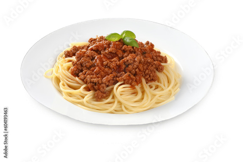 Spaghetti bolognese isolated on transparent background