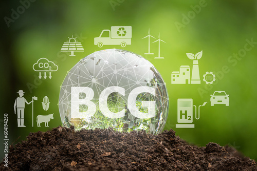 BCG economic model or economic model for sustainable development It is a new theoretical economy that combines 3 main areas of development: bio economy, circular economy and green economy. photo