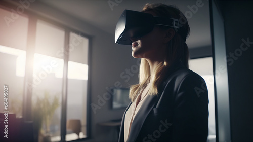 Woman in VR Headset at Work